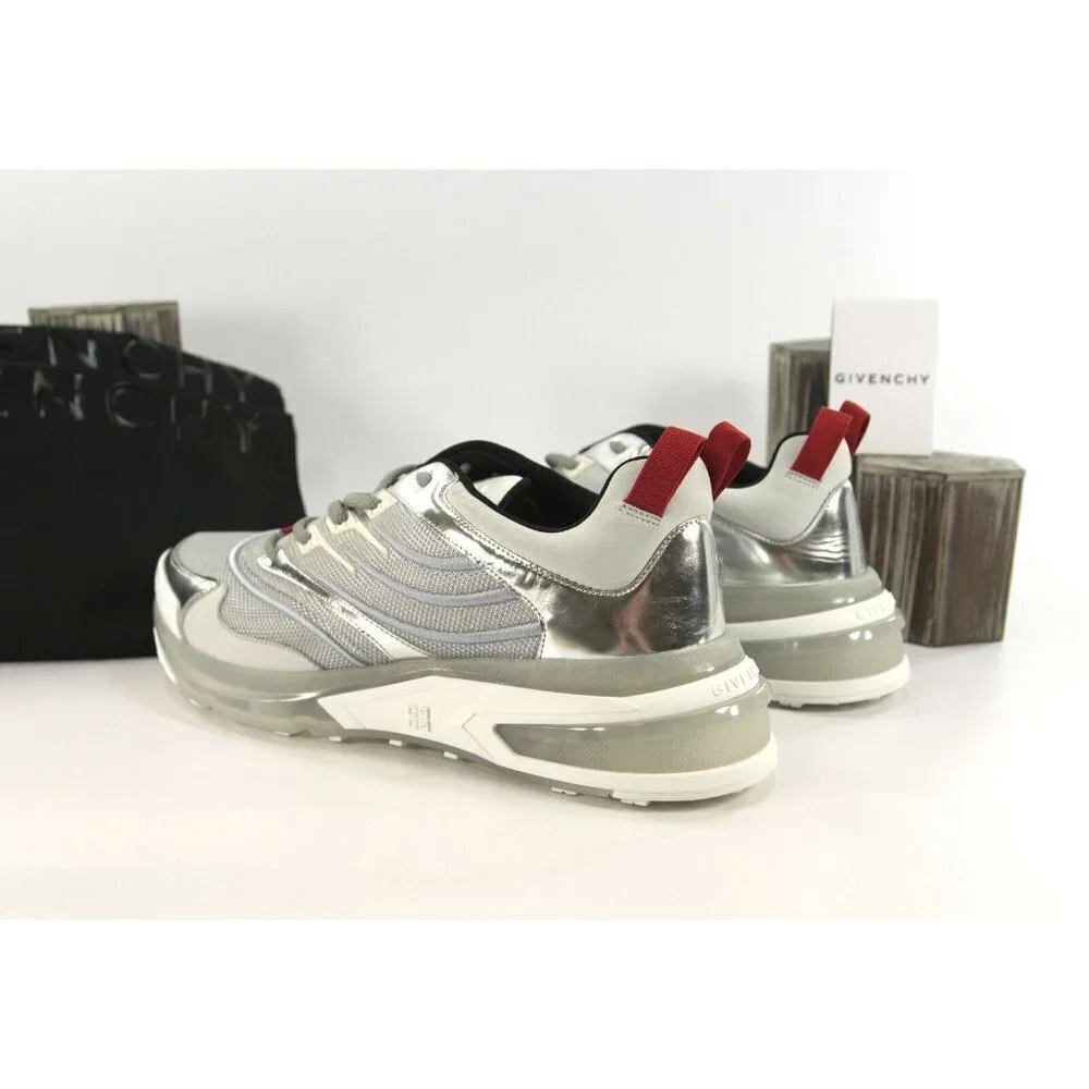 Givenchy Mens GIV 1 Silver Metallic Calf Leather Sneakers 46 NIB - Picture 7 of 12